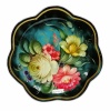 Металлический авторский поднос с цветами 15х15см арт. 742211