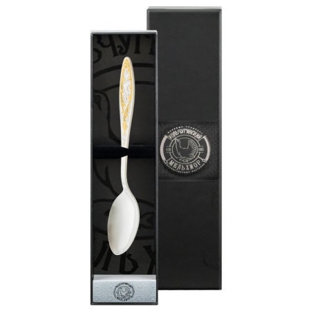 Ложка десертная "Морозко" с позолотой Артикул: С220108/8 