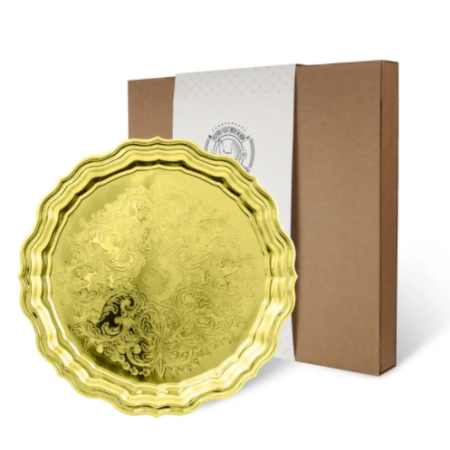 Поднос круглый с фигур. выр. края б/рис латунь Артикул: С132008 