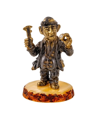 Фигурка из латуни с янтарем Профессия Ювелир 35х60 мм. арт. 2348