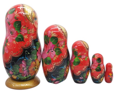 Матрешка Тверская "Цветы" 16 см. 5 мест арт. 757322