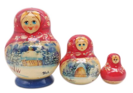 Матрешка малая "Зима" 3 места 8 см. арт. 68589