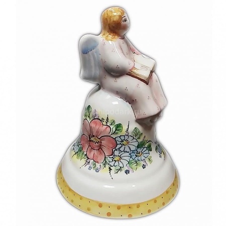 Майолика колокольчик "С ангелом читаем" 12х9см арт. 1118197 