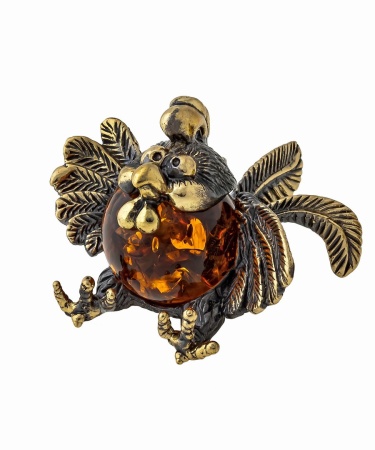 Фигурка из латуни Птица Петух Петя 30х25 мм. арт. 1227