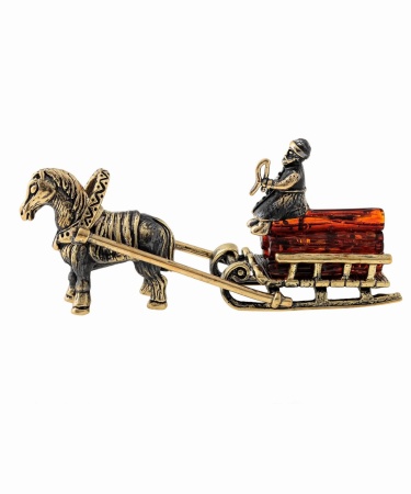 Фигурка из латуни Лошадка с санями 80х40 мм. арт. 1195
