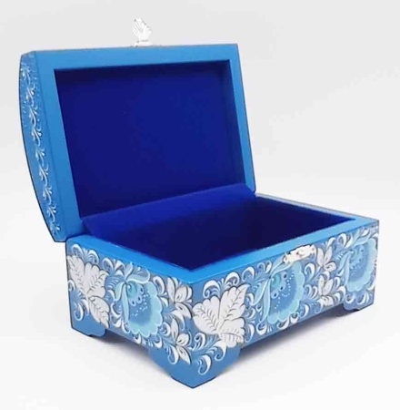 Шкатулка хохлома синяя 15х10х8 см. арт. 97422