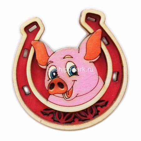 Магнит Сувенир "Свинка и Подкова" 6х6см Арт. 140219225