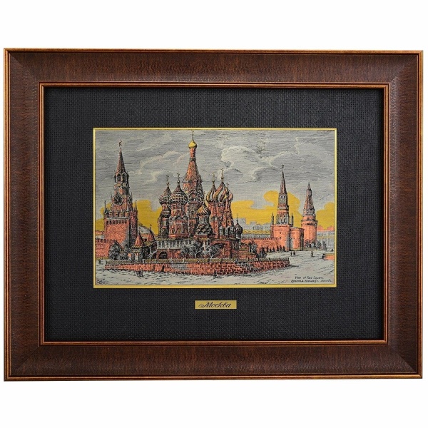 Офорт - гравюра на металле "Старая Москва - общий вид кремля" 30х40 см. арт. 63322
