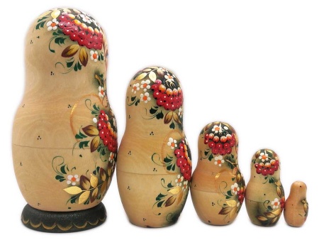 Матрешка матовая "Рябинка" 16 см. 5 мест арт. 8943276