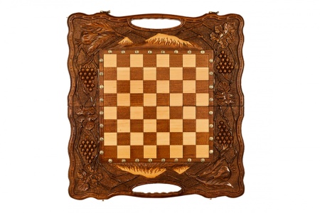 Шахматы + нарды резные "Неркени" 60, с ручкой, Haleyan Артикул: kh147-6 