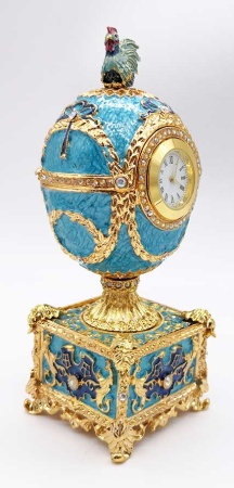 Яйцо под Фаберже музыкальное с часами "Петушок" 14 см. арт. 5732119 