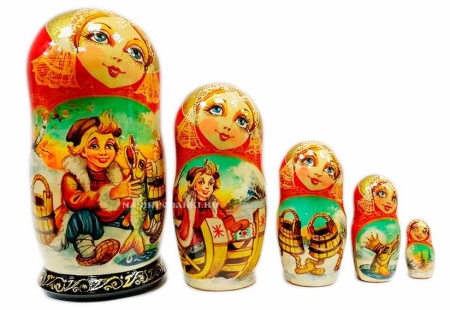 Матрешки по щучьему велению 5 мест 17см арт. 9211377  Матрешки по щучьему велению 5 мест 17см арт. 9211377