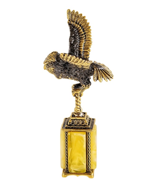 Фигурка из латуни Птица Сова с фонарем 50х95 мм. арт. 2286