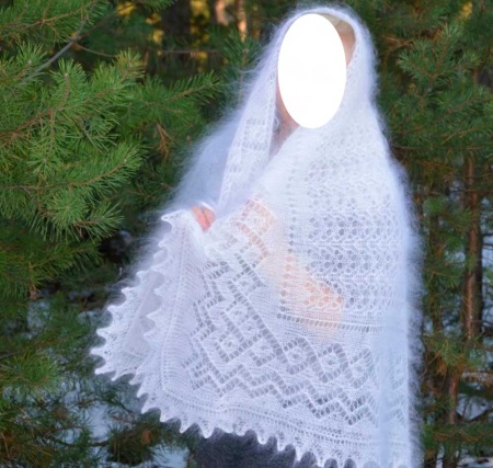 Пуховый набивной платок 100% шерсь