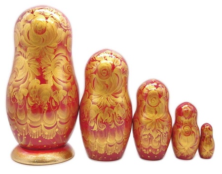 Матрешка Тверская красная 5 мест 18 см. арт. 945818
