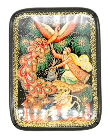 Шкатулка палех "Жар-птица" 11х8 см. арт. 76456 