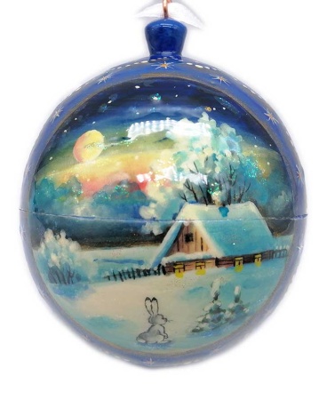 Елочный шар деревянный, открывающийся 10 см. арт. 876532