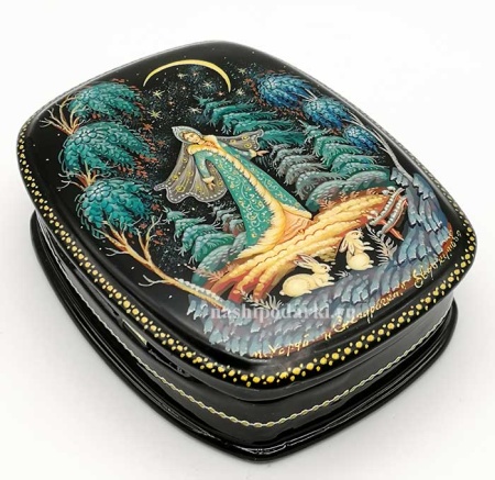 Лаковая миниатюра шкатулка холуй Снегурочка 10х8см арт. 8639