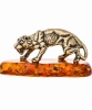 Фигурка из латуни с янтарем Гепард 43х22 мм. арт. 306