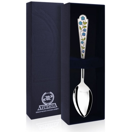 картинка Ложка чайная "Лето-Василек" с эмалью Артикул: 120ЛЖ03007 магазин подарков