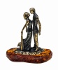 Фигурка из латуни с янтарем парочка Свадебный танец 50х55 мм. арт. 1013