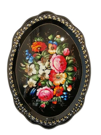 Металлический авторский поднос с цветами  47х34см арт. 876122 