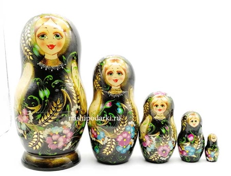 Матрешка "Колос" черная 5 мест 17см арт. 826534