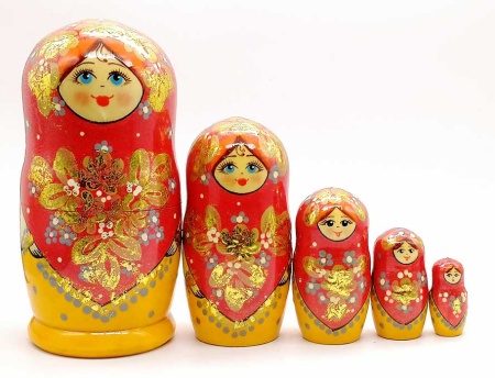 Матрешка "Золотые розы" 18 см. 5 мест арт. 962511