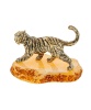 Фигурка из латуни с янтарем Тигр Саванна Идущий 50х30 мм. арт. 2913