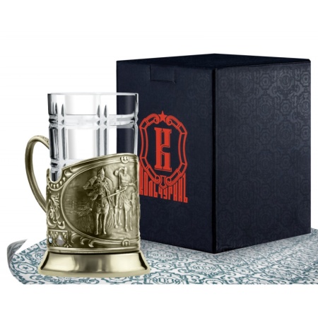 картинка Подстаканник латунный "Три Богатыря" с чернением  Артикул: С9408/39, БА-1574/1, к120