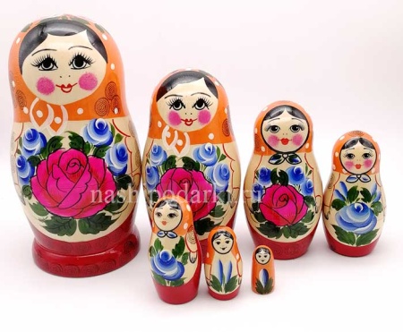 Матрешка семеновская оранжевая 17см 7 кукол  Матрешка семеновская оранжевая 17см 7 кукол