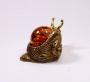 Фигурка из латуни с янтарем Улитка арт. 137