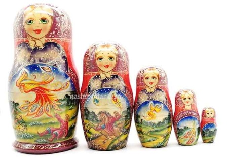 Матрешка "Жар-Птица"  5 мест 19 см. арт. 863433