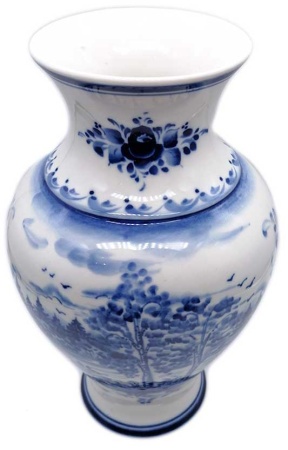 Ваза "Пейзаж" гжель 25х14 см. арт. 68352