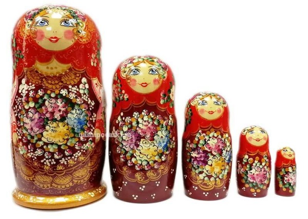 Матрешка с цветами 5 кукол 18см арт. 48213