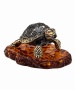 Фигурка из латуни с янтарем Черепаха Средиземноморская 57х35 мм. арт. 996
