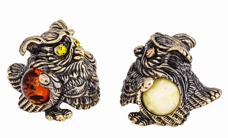 Фигурка из латуни Сова 30х27мм. арт. 484