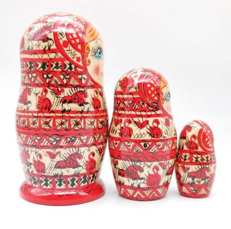 Мезенская роспись. Матрешка 3 пр. 10х5 см. арт. 890984204 Мезенская роспись. Матрешка 3 пр. 10х5 см. арт. 890984204