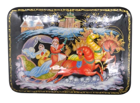 Шкатулка Палех "Тройка" 12х10 см. арт. 788598 