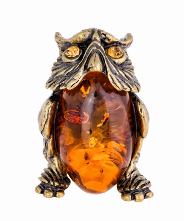 Фигурка из латуни Птица Филин мудрый 25х30 мм. арт. 477