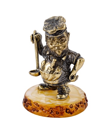 Фигурка из латуни с янтарем Профессия Повар Димка 40х55 мм. арт. 2359
