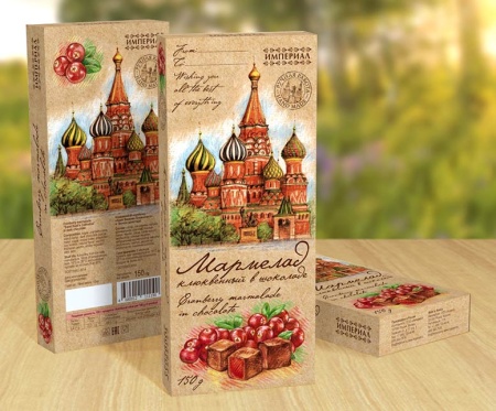 Клюквенный мармелад "Храм Василия Блаженного" в тёмном шоколаде арт. Б11119