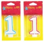 Свеча восковая для торта "Цветной ободок" цифра 1, цвета МИКС арт. 403511