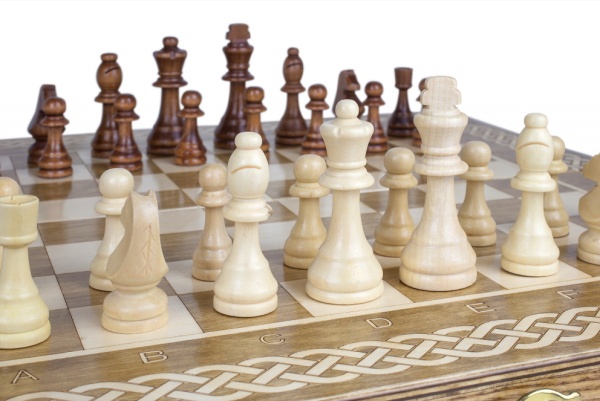 Шахматы + Шашки + Нарды 3 в 1 "Амбассадор 1", 50 см, ясень,  арт. 785329 