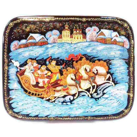 Шкатулка стиль Палех "Зимняя Тройка" 11х14см Арт. 130419747 