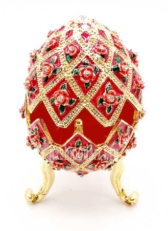 Яйцо Фаберже "Розы" красное 10см арт. 756559 
