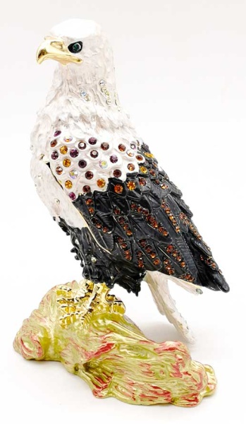 Шкатулка ажурная "Белый орёл на ветке"  12 см. арт. T69028 