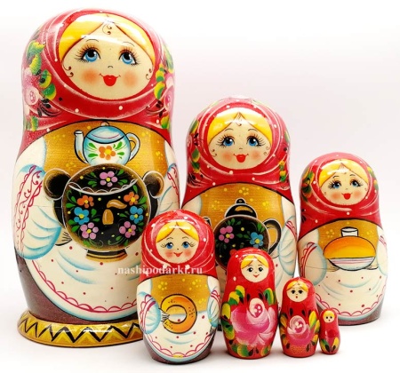 Матрешка "С самоваром" 7 мест 21 см. арт. 786542 русских сувениров  