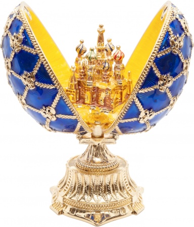 Яйцо под Фаберже "Двойное с ХВБ" среднее 11 см цв.синий арт. 755322 