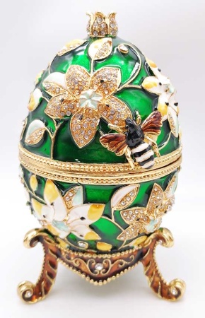 Яйцо под Фаберже "С пчелой" зеленое 16 см. арт. 677829 